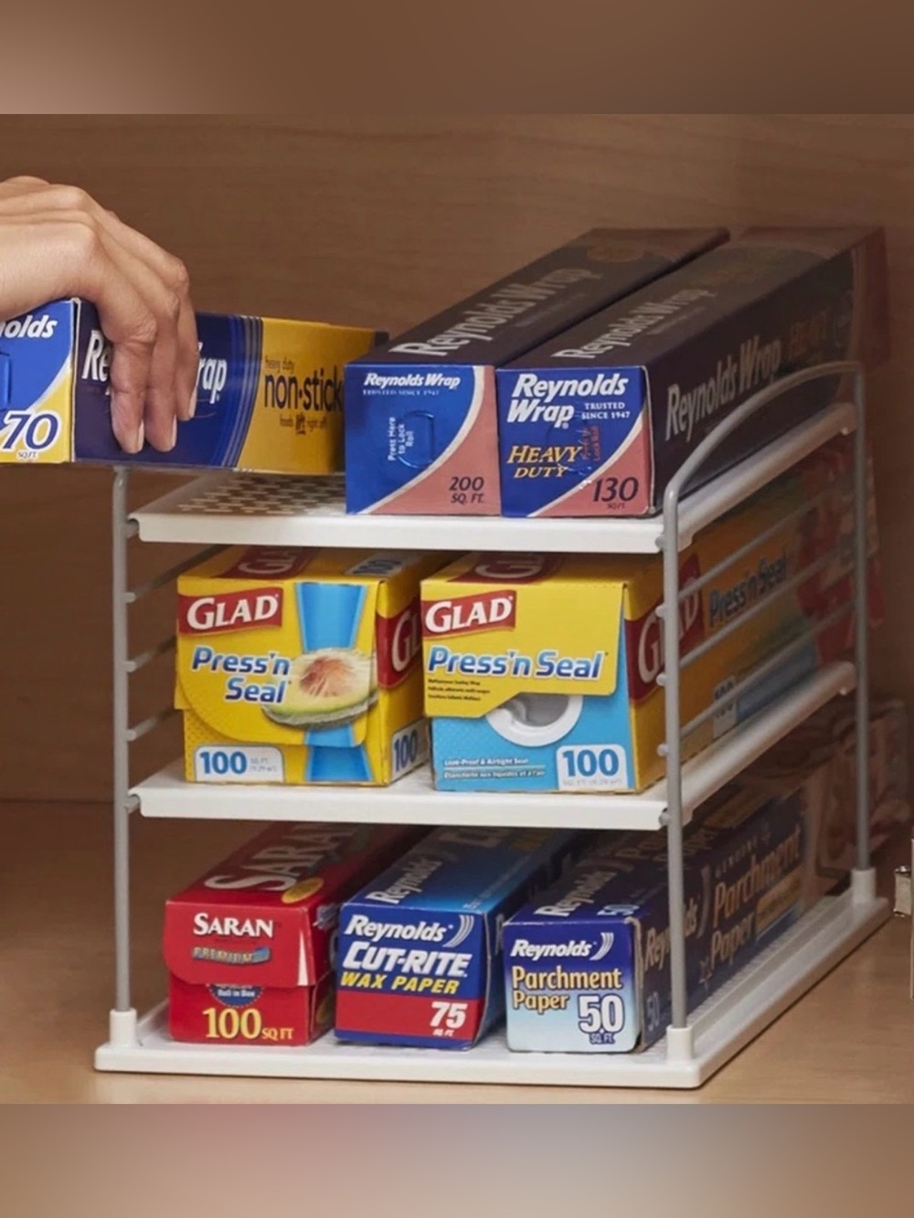 YouCopia UpSpace Pantry Box Organizer for Foil Wrap and Kitchen Cabinet Storage